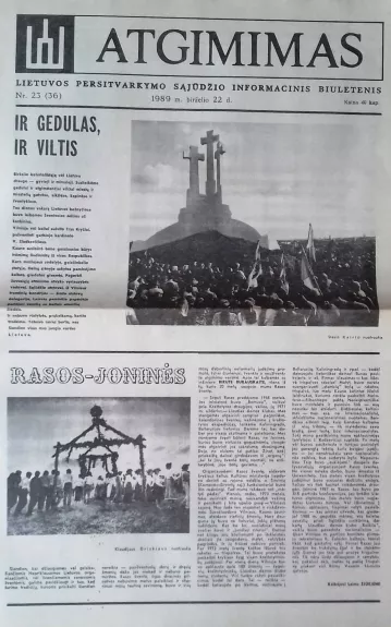 Atgimimas: Lietuvos Persitvarkymo Sąjūdžio informacinis biuletenis. 1989-06-22 Nr. 23(36)