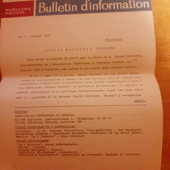 Bulletin d'information 1973, Nr. 7