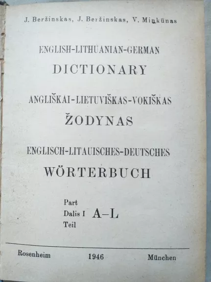 Angliškai - lietuviškas - vokiškas žodynas
