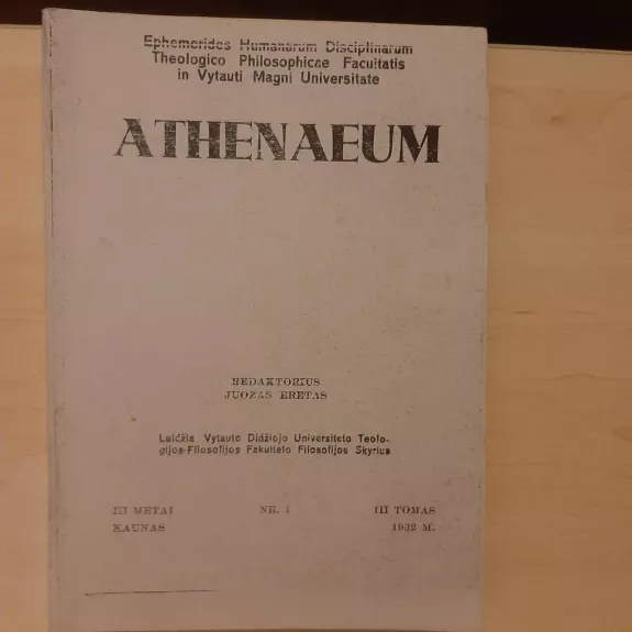 Athenaeum, 1932 m., Nr. 1