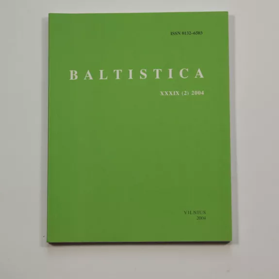 Baltistica XXXIX (2) 2004