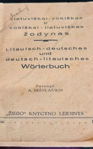 Lietuviškai-vokiškas, vokiškai-lietuviškas žodynas