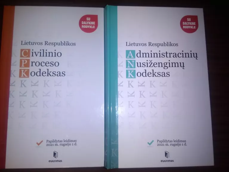 Lietuvos Respublikos kodeksai (Civilinio proceso kodeksas,  Administracinių nusižengimų kodeksas)
