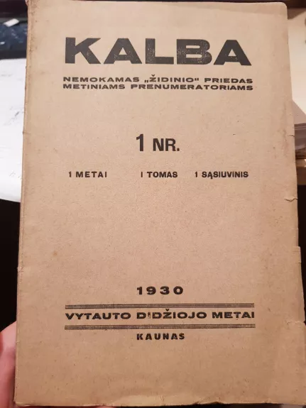 Kalba, I tomas, 1 sąsiuv. (1930)