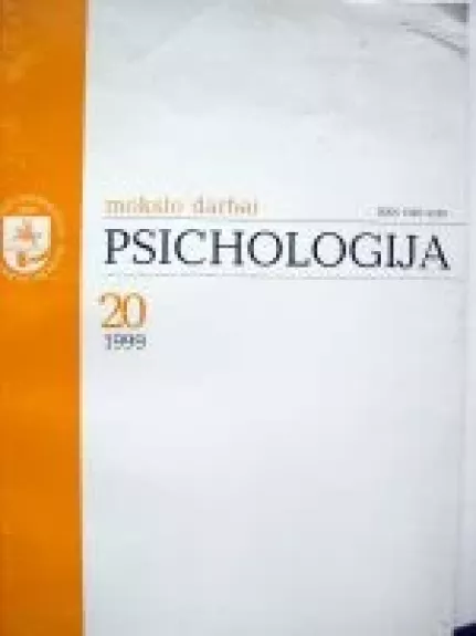 Psichologija: mokslo darbai 20/1999