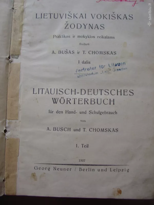 a.busas ir t.chomskis lietuviskai vokiskas zodynas 1dalis - a. busas, knyga