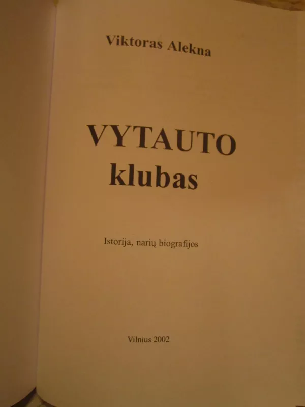 Vytauto klubas - Viktoras Alekna, knyga