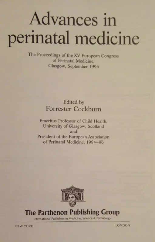 Advances in perinatal medicine - Forrester Cockburn, knyga