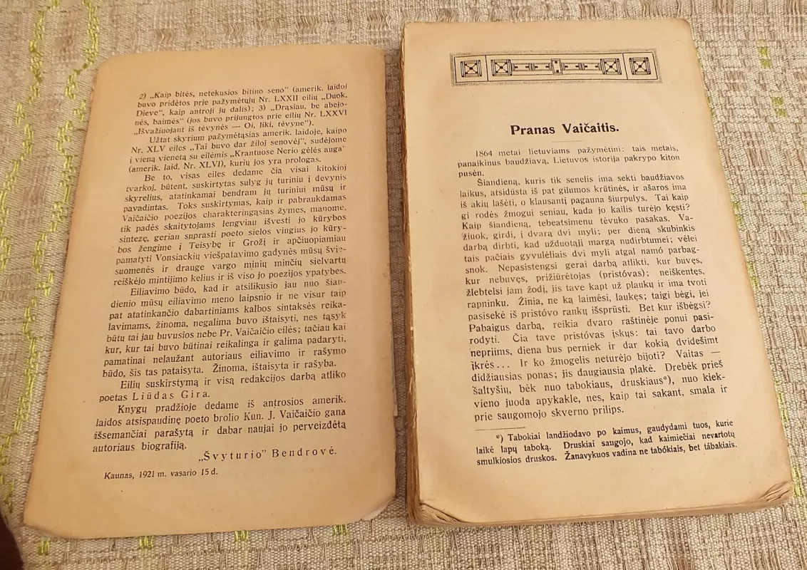 Pr. Vaičaičio Raštai (1921 m) - Pranas Vaičaitis, knyga