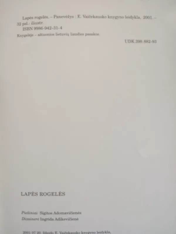 Lapės rogelės - Autorių Kolektyvas, knyga