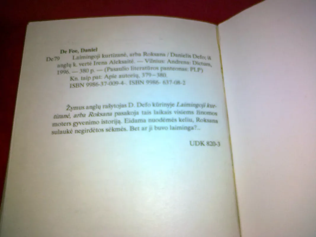 Laimingoji kurtizanė, arba Roksana - Danielis Defo, knyga