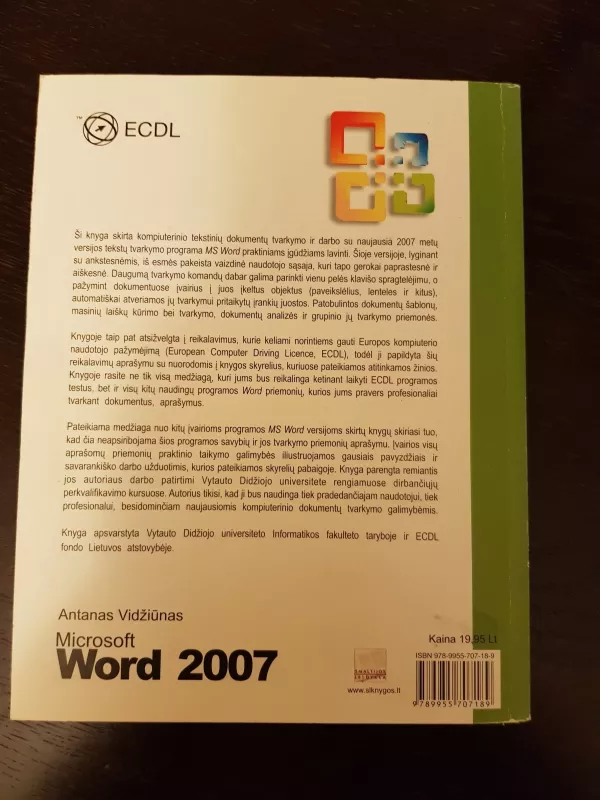 Microsoft Word 2007: vartotojo vadovas - Antanas Vidžiūnas, knyga