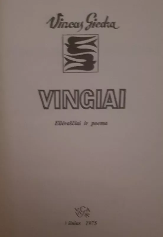 Vingiai - Vincas Giedra, knyga