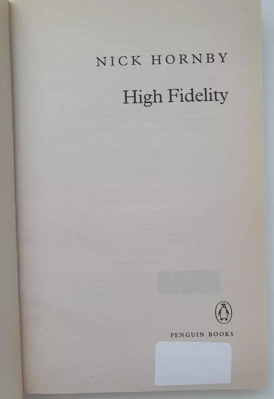 High Fidelity - Nick Hornby, knyga