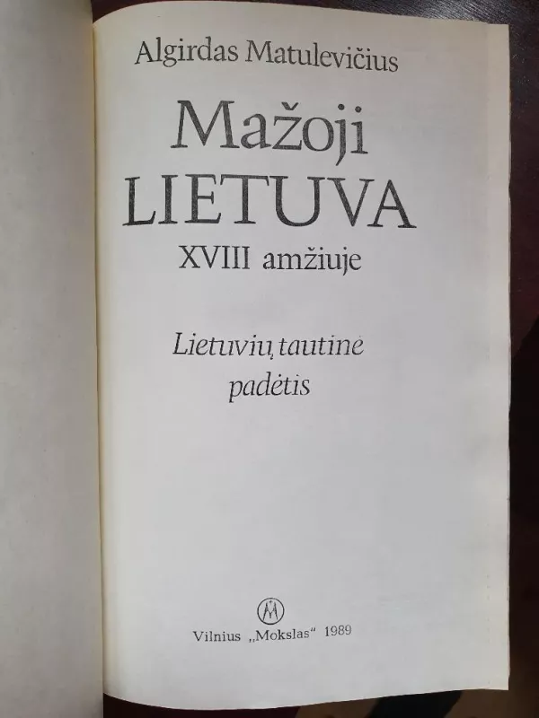 Mažoji Lietuva XVIII amžiuje - Algirdas Matulevičius, knyga