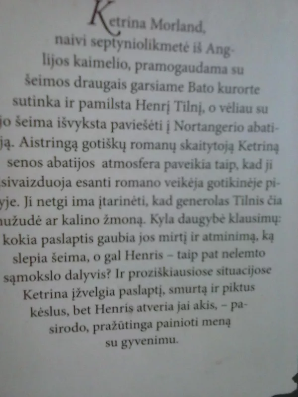 Nortangerio abatija - Jane Austen, knyga