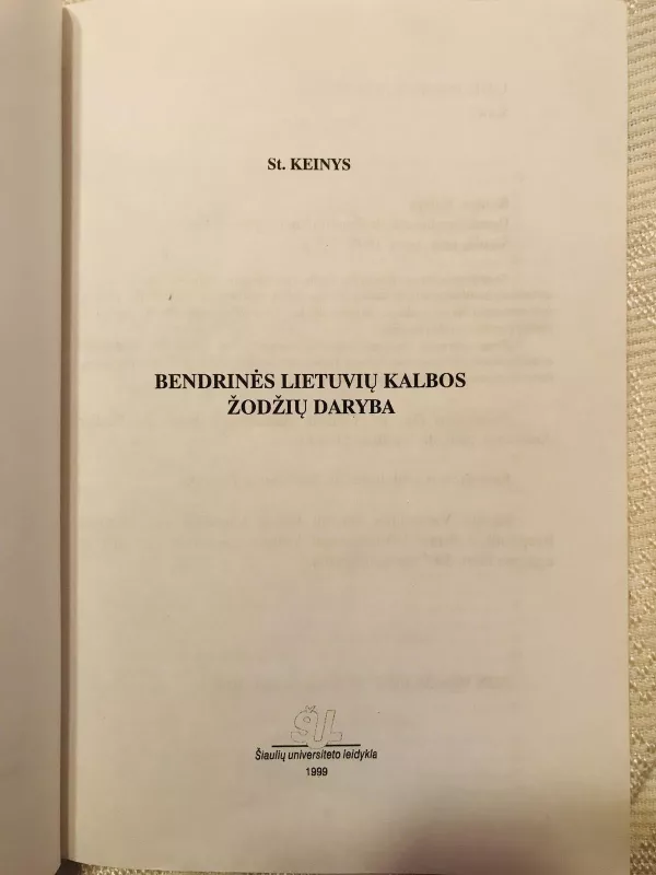 Bendrinės lietuvių kalbos žodžių daryba - Stasys Keinys, knyga