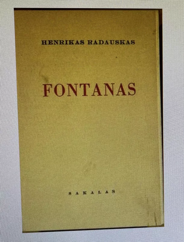 Fontanas - Henrikas Radauskas, knyga