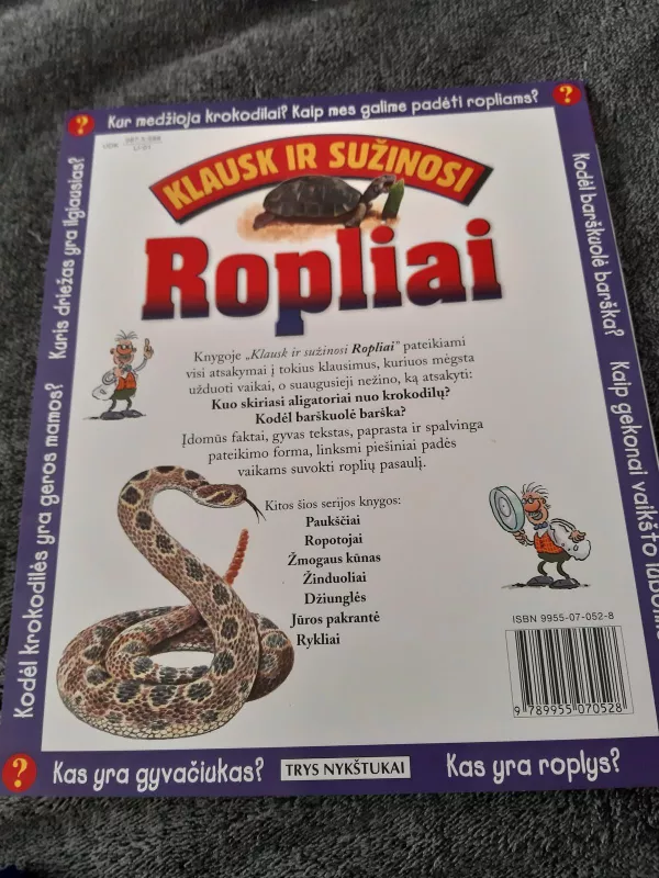 Klausk ir sužinosi. Ropliai - Claire Llewellyn, knyga