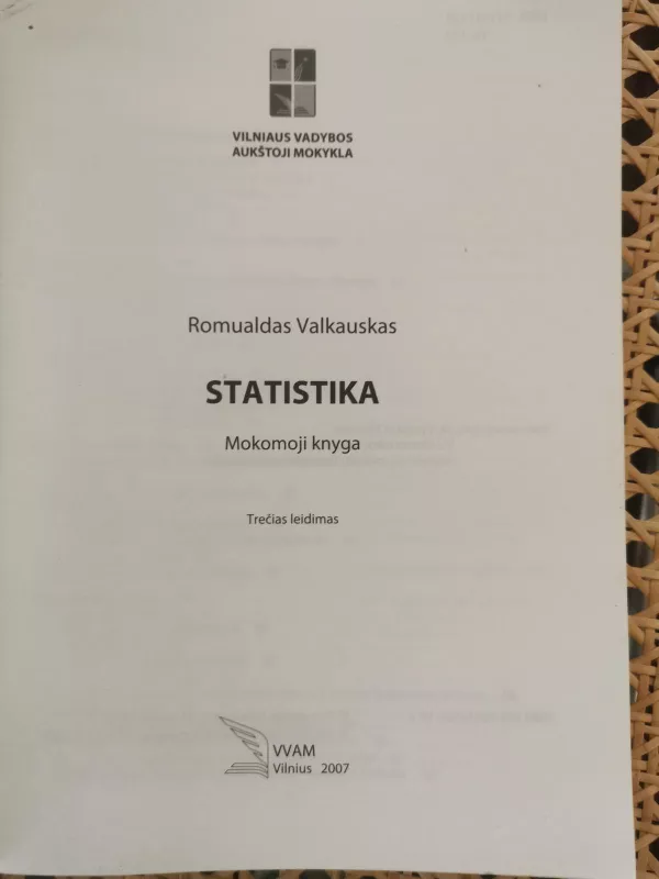 Statistika - Romualdas Valkauskas, knyga