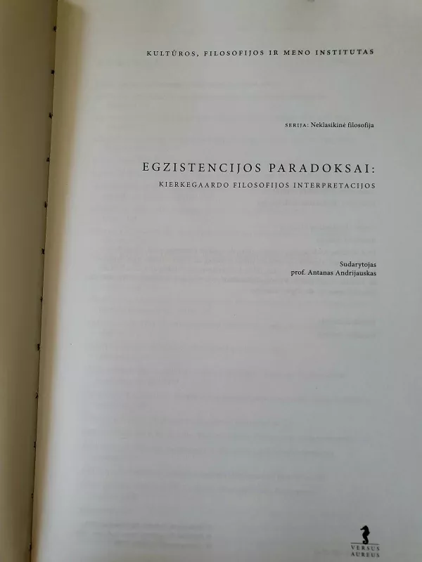 Egzistencijos paradoksai: Kierkegaardo filosofinės interpretacijos - Antanas Andrijauskas, knyga