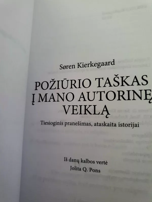 Požiūrio taškas į mano autorinę veiklą - Soren Kierkegaard, knyga
