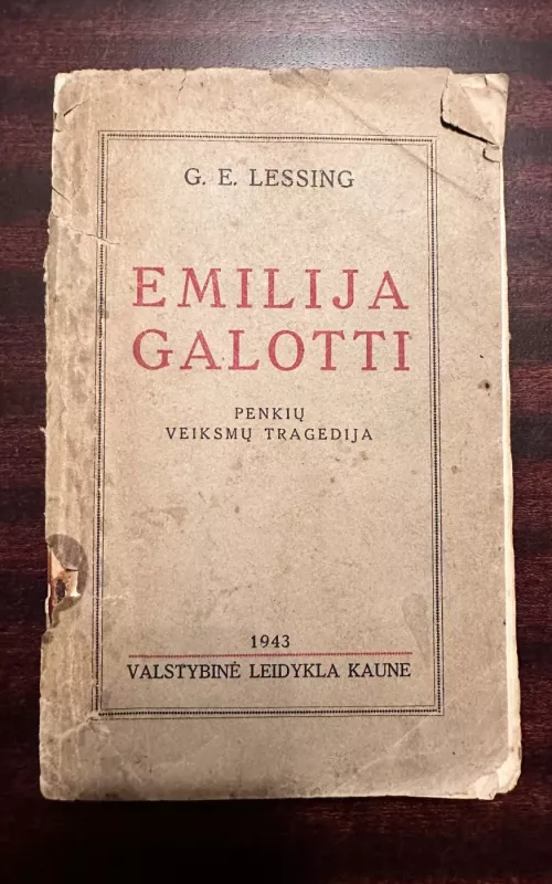 Emilija Galotti - G. E. Lessing, knyga