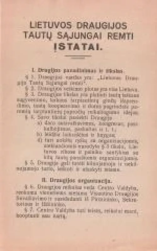 Lietuvos draugijos tautų sąjungai remti įstatai - Autorių Kolektyvas, knyga