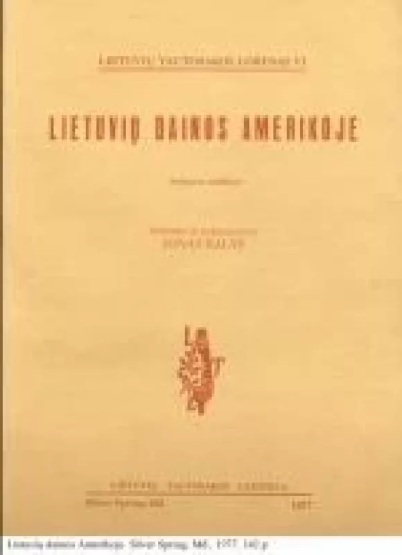 Lietuvių dainos Amerikoje - J. Balys, knyga