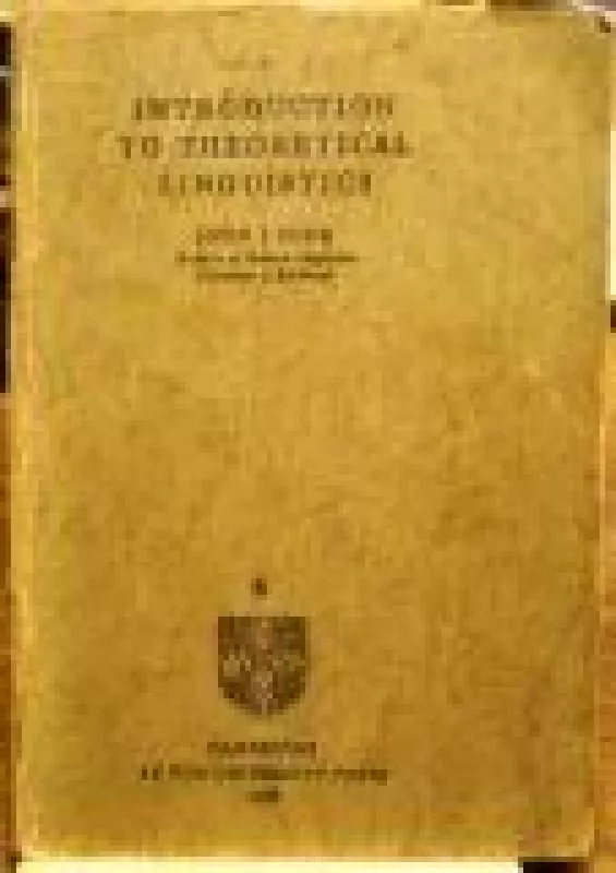 Introduction to theoretical linguistics (part 4) - John Lyons, knyga