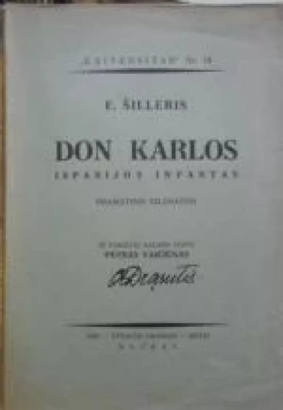 Don Karlos. Ispanijos infantas - F. Šilleris, knyga