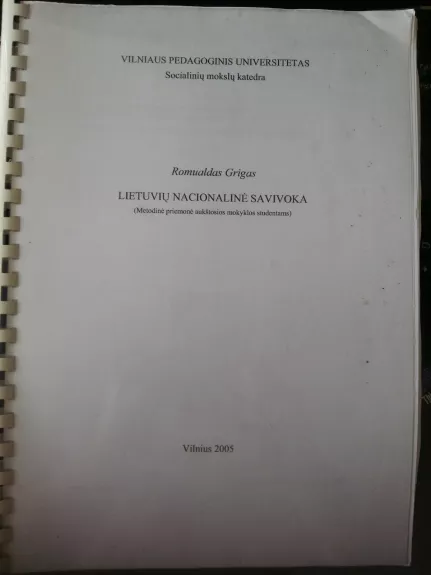 Lietuvių nacionalinė savivoka : (metodinė priemonė aukštosios mokyklos studentams) - Romualdas Grigas, knyga