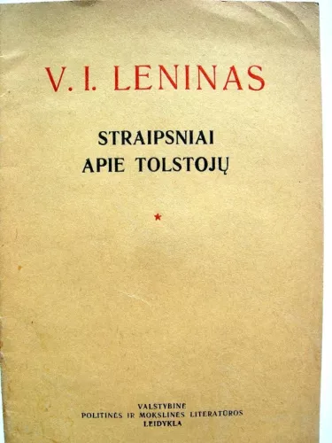 Straipsniai apie Tolstojų - V. I. Leninas, knyga