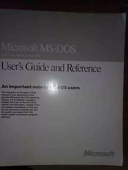 Microsoft MS-DOS user,s operating System version 5.0