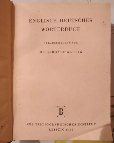 English-German Dictionary - Gerhard Wahrig, knyga 1