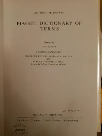 Piaget: dictionary of terms