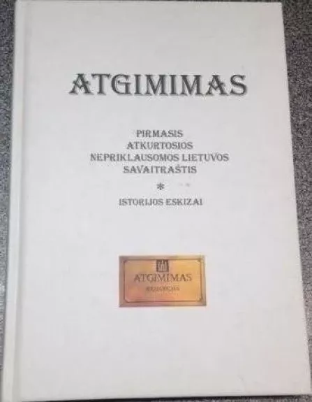 Atgimimas. Pirmasis atkurtos nepriklausomos Lietuvos savaitraštis. Istorijos eskizai - Birutė Vyšniauskaitė, knyga