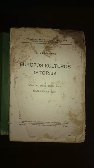 Europos kultūros istorija (III tomas) - L. Karsavinas, knyga
