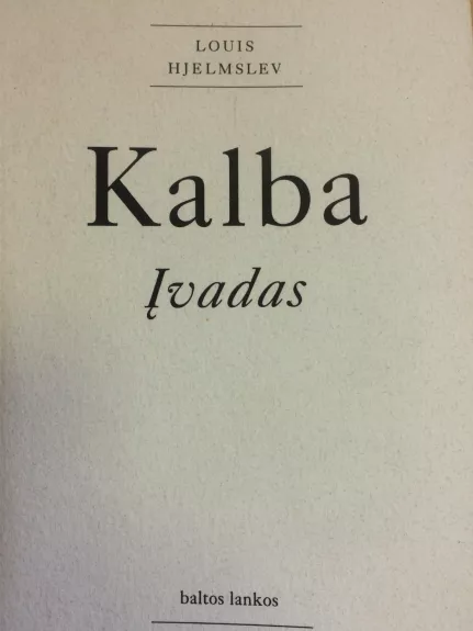 Kalba - Louis Hjelmslev, knyga