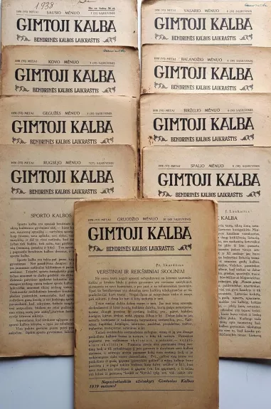Gimtoji kalba 1938 m. (Sąsiuviniai Nr. 1, 2, 3, 4, 5, 6, 7, 8, 10) - Autorių Kolektyvas, knyga