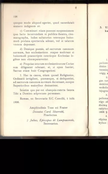 Pirmasis Panevėžio vyskupijos sinodas - Kazimieras Paltarokas, knyga 1