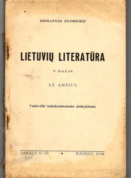 Lietuvių literatūra V dalis - Zigmantas Kuzmickis, knyga