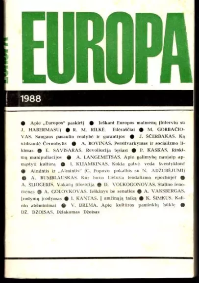 Europa. 1988 Lietuvos persitvarkymo sąjūdžio almanachas - Romualdas Ozolas, knyga