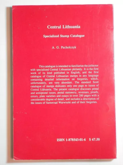 Central Lithuania : Specialized Stamp Catalogue - A. G. Pacholczyk, knyga 1
