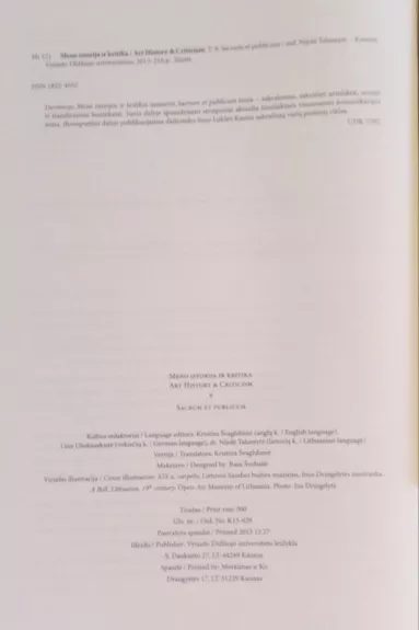 Meno istorija ir kritika 9 (MIK 9): Sacrum et publicum - Vytautas Levandauskas, knyga 1