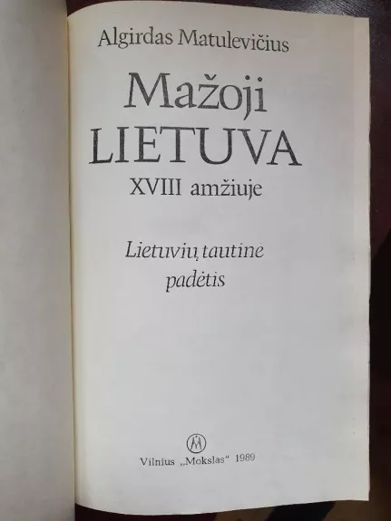 Mažoji Lietuva XVIII amžiuje - Algirdas Matulevičius, knyga 1