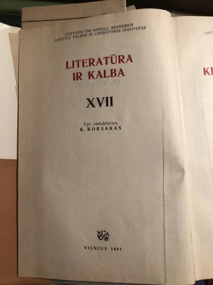 Literatūra ir kalba XVII. Vincas Krėvė-Mickevičius - K. Korsakas, knyga 1