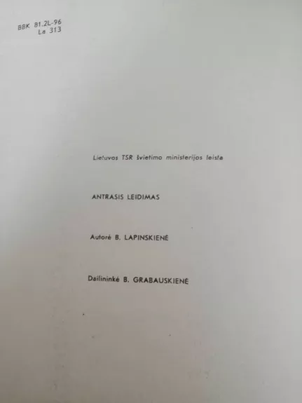 Lietuvių kalbos gramatikos ir rašybos pratimai III klasei Nr. 1 - Bronė Lapinskienė, knyga 1