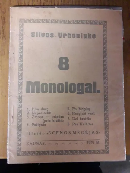 8 monologai - Slivos Urboniuko, knyga