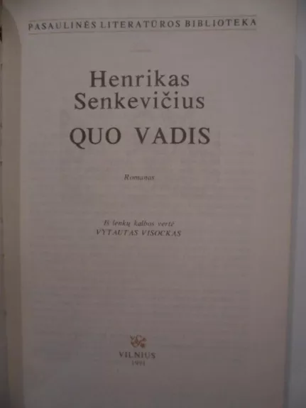 Quo vadis - Henrikas Senkevičius, knyga 1